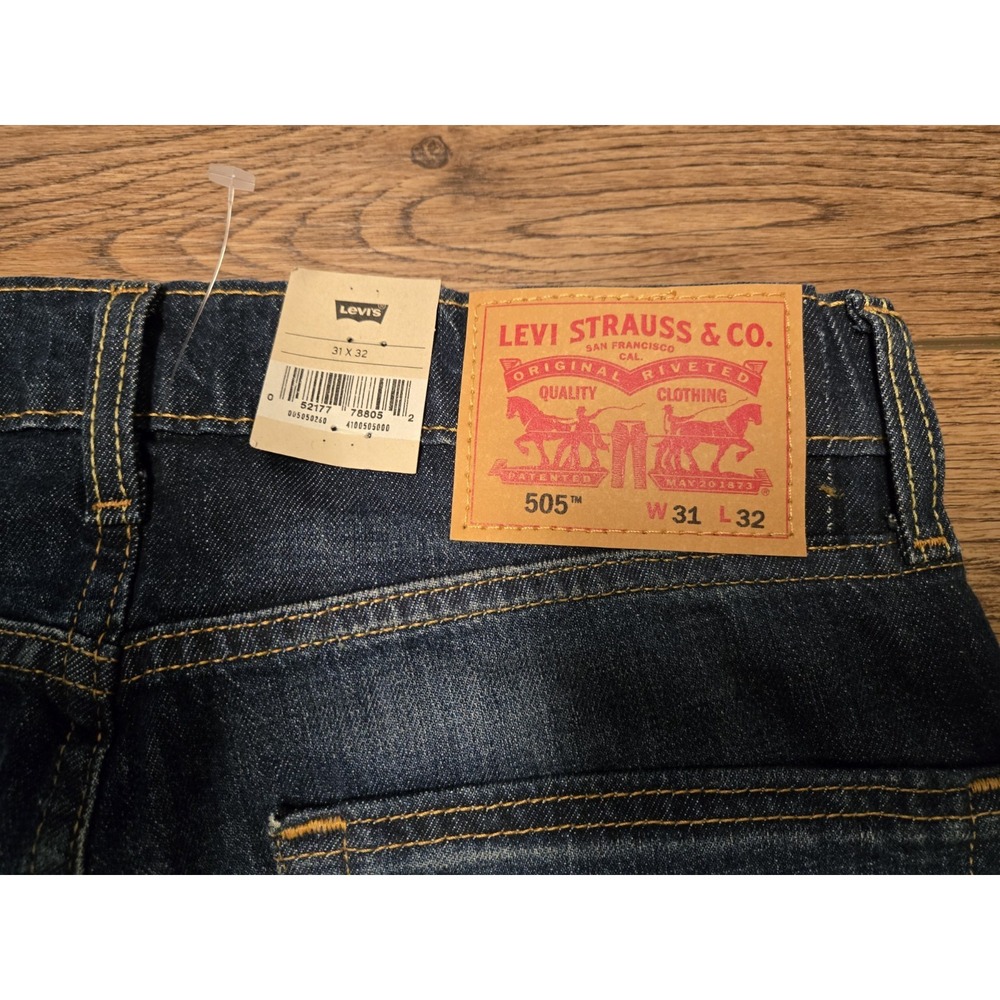 Levis 505 Jeans Mens 31x32 Straight Leg Mid Rise Stretch New